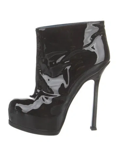 Pre-owned Saint Laurent Patent Leather Boots In Black