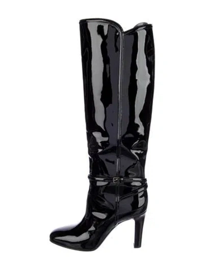 Pre-owned Saint Laurent Patent Leather Boots In Black