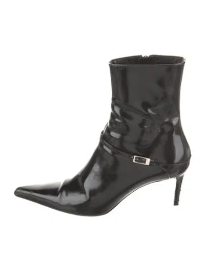Pre-owned Saint Laurent Patent Leather Boots In Black