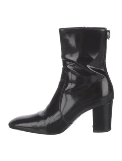 Pre-owned Saint Laurent Patent Leather Boots In Black