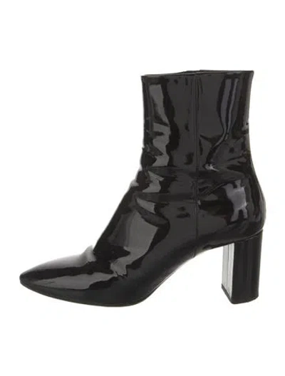 Pre-owned Saint Laurent Patent Leather Boots In Black