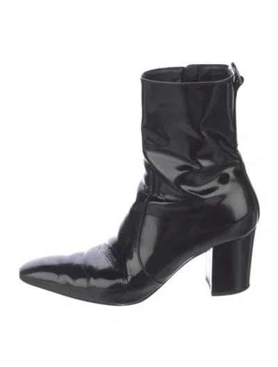 Pre-owned Saint Laurent Patent Leather Boots In Black