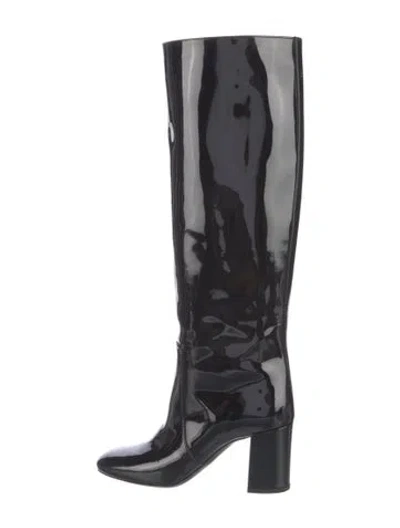 Pre-owned Saint Laurent Patent Leather Boots In Black