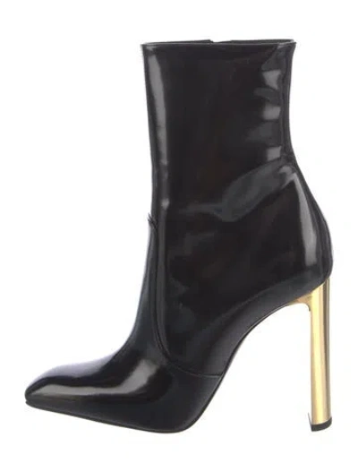 Pre-owned Saint Laurent Patent Leather Boots In Black