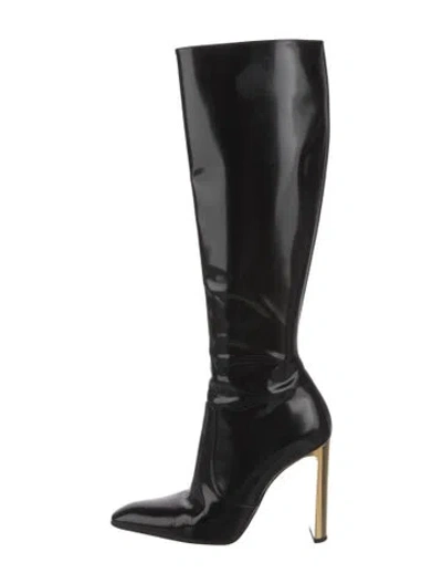 Pre-owned Saint Laurent Patent Leather Boots In Black