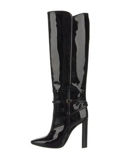 Pre-owned Saint Laurent Patent Leather Boots In Black