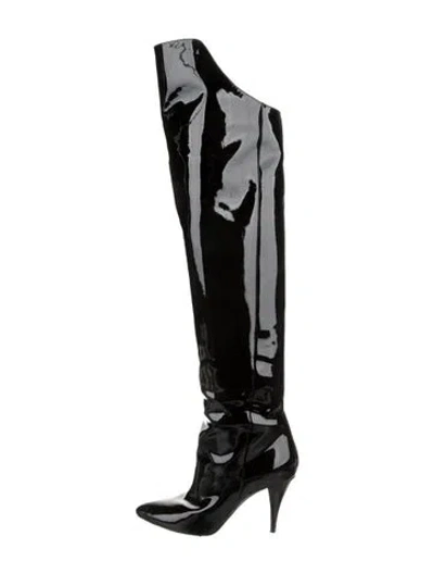 Pre-owned Saint Laurent Patent Leather Boots In Black