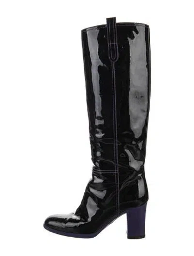 Pre-owned Saint Laurent Patent Leather Boots In Black