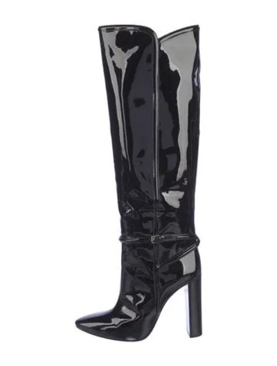 Pre-owned Saint Laurent Patent Leather Boots In Black
