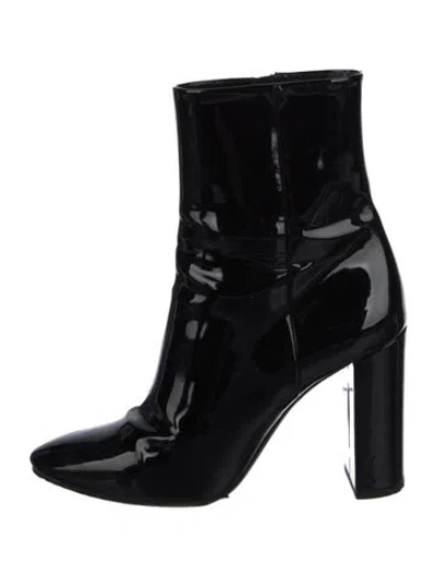 Pre-owned Saint Laurent Patent Leather Boots In Black