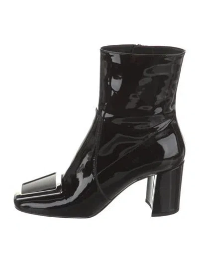 Pre-owned Saint Laurent Patent Leather Boots In Black