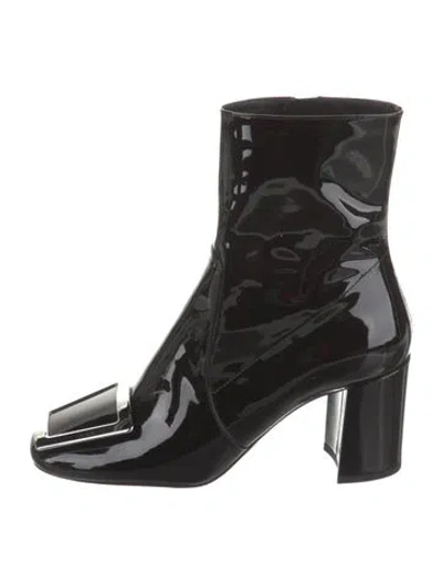 Pre-owned Saint Laurent Patent Leather Boots In Black