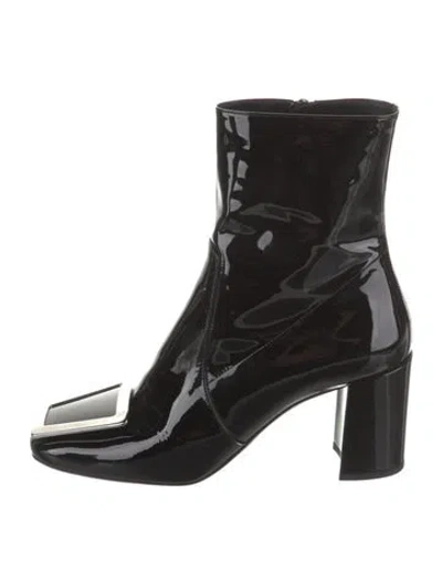 Pre-owned Saint Laurent Patent Leather Boots In Black