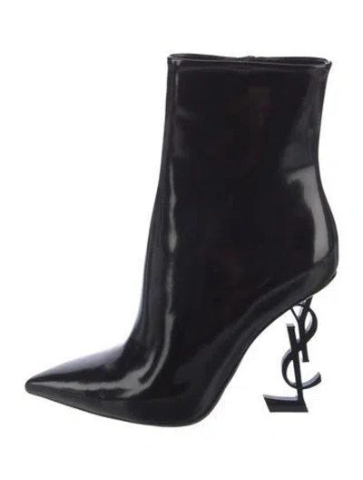 Pre-owned Saint Laurent Patent Leather Boots In Black