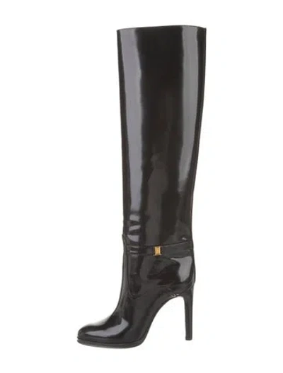 Pre-owned Saint Laurent Patent Leather Boots In Black