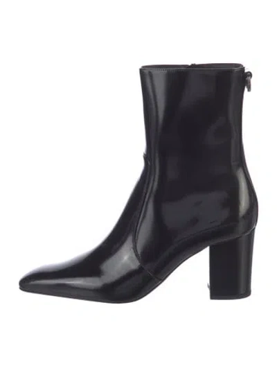 Pre-owned Saint Laurent Patent Leather Boots In Black