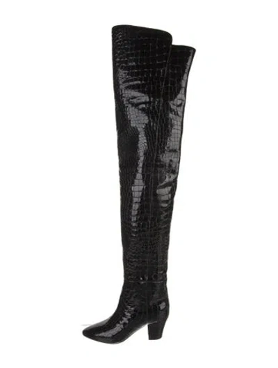 Pre-owned Saint Laurent Patent Leather Boots In Black