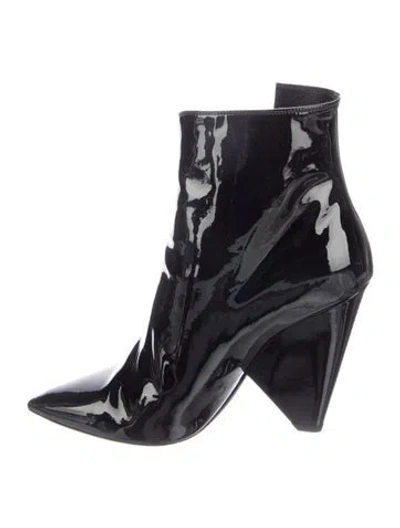 Pre-owned Saint Laurent Patent Leather Boots In Black