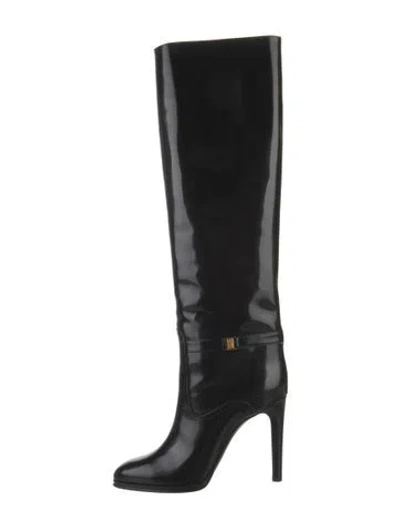 Pre-owned Saint Laurent Patent Leather Boots In Black