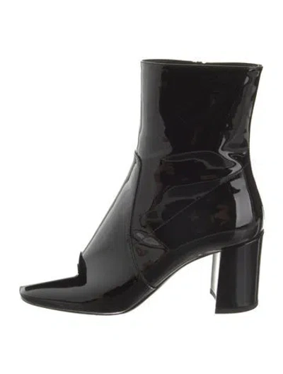 Pre-owned Saint Laurent Patent Leather Boots In Black