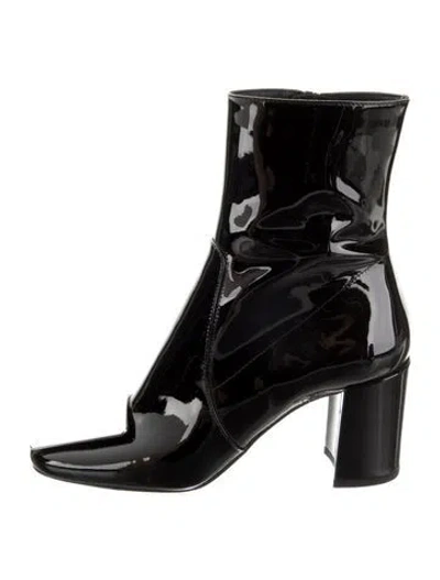 Pre-owned Saint Laurent Patent Leather Boots In Black
