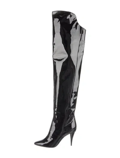 Pre-owned Saint Laurent Patent Leather Boots In Black