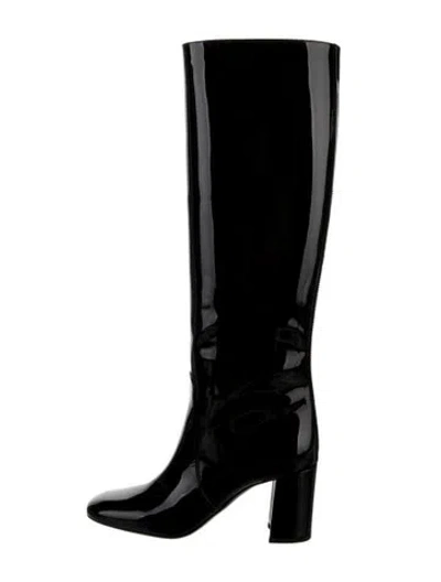 Pre-owned Saint Laurent Patent Leather Boots In Black