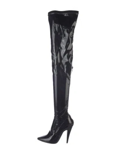 Pre-owned Saint Laurent Patent Leather Boots In Black