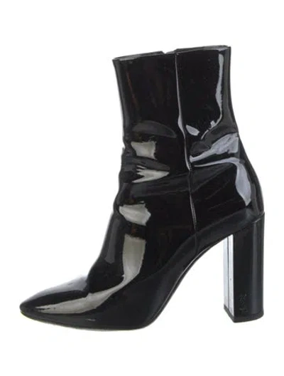 Pre-owned Saint Laurent Patent Leather Boots In Black