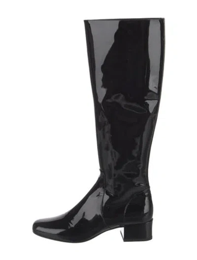 Pre-owned Saint Laurent Patent Leather Boots In Black
