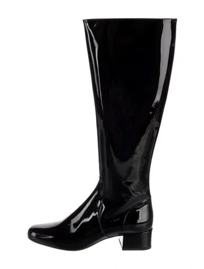 Pre-owned Saint Laurent Patent Leather Boots In Black