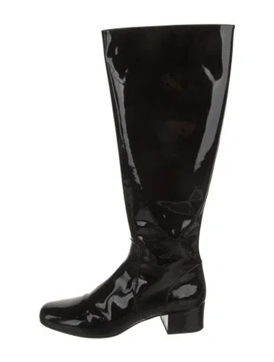 Pre-owned Saint Laurent Patent Leather Boots In Black