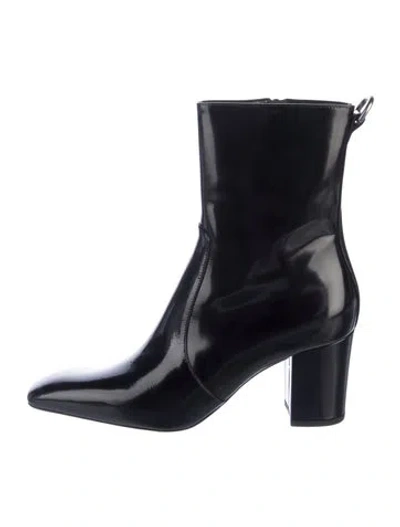 Pre-owned Saint Laurent Patent Leather Boots In Black
