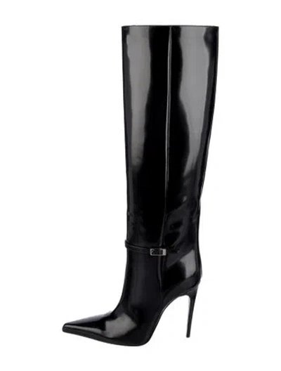 Pre-owned Saint Laurent Patent Leather Boots In Black