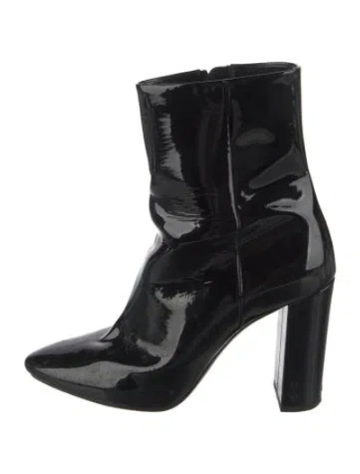 Pre-owned Saint Laurent Patent Leather Boots In Black