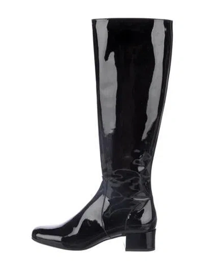Pre-owned Saint Laurent Patent Leather Boots In Black