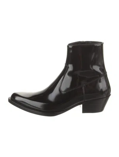 Pre-owned Saint Laurent Patent Leather Boots In Black