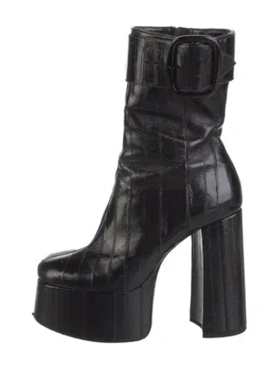 Pre-owned Saint Laurent Patent Leather Boots In Black