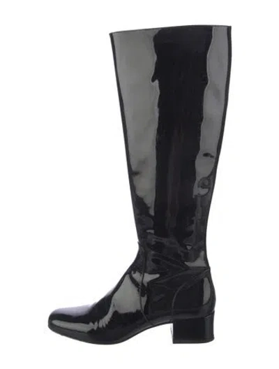 Pre-owned Saint Laurent Patent Leather Boots In Black