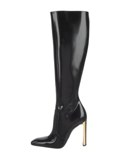 Pre-owned Saint Laurent Patent Leather Boots In Black