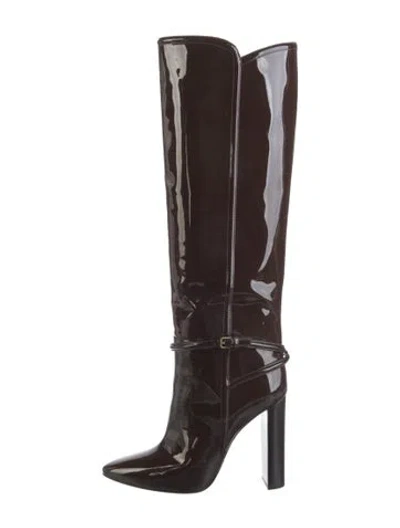 Pre-owned Saint Laurent Patent Leather Boots In Brown