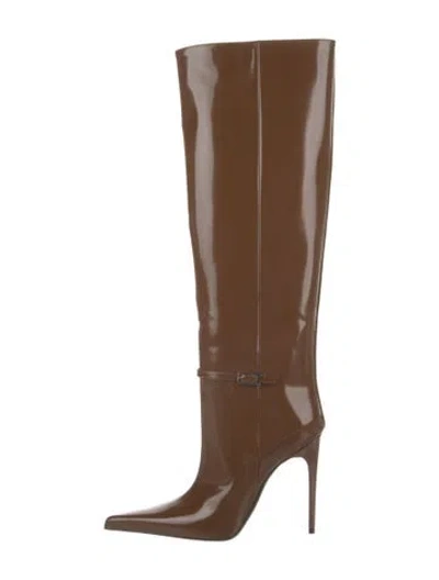 Pre-owned Saint Laurent Patent Leather Boots In Brown
