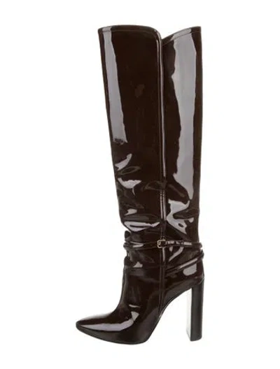 Pre-owned Saint Laurent Patent Leather Boots In Brown