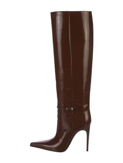 Pre-owned Saint Laurent Patent Leather Boots In Brown