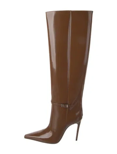 Pre-owned Saint Laurent Patent Leather Boots In Brown