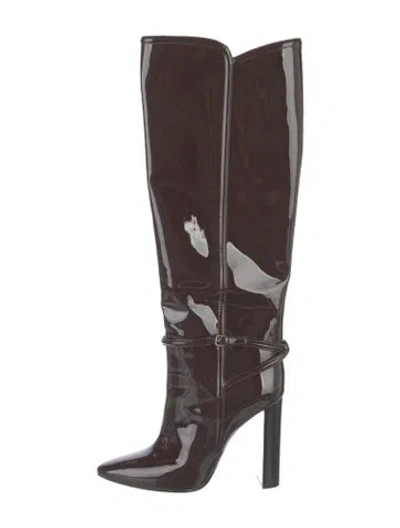 Pre-owned Saint Laurent Patent Leather Boots In Brown