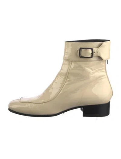 Pre-owned Saint Laurent Patent Leather Boots In Yellow