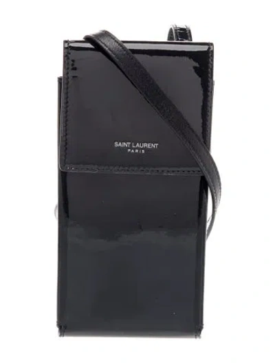 Pre-owned Saint Laurent Patent Leather Bucket Bag In Gray
