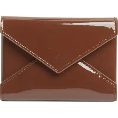 Saint Laurent Patent Leather Card Case In Brown