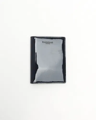 Saint Laurent Patent Leather Card Holder In Blue